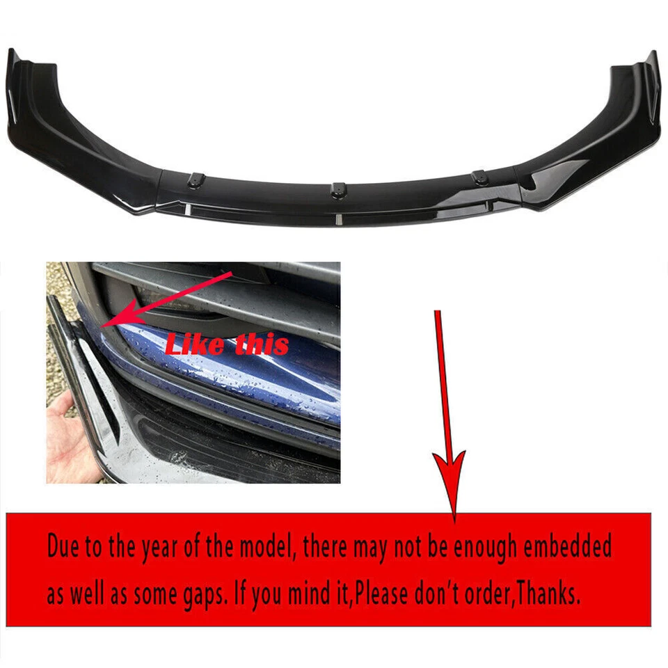 For Hyundai Santa Fe Glossy Black Front Bumper Lip Splitter Spoiler Diffuser Kit - Image 3 of 4