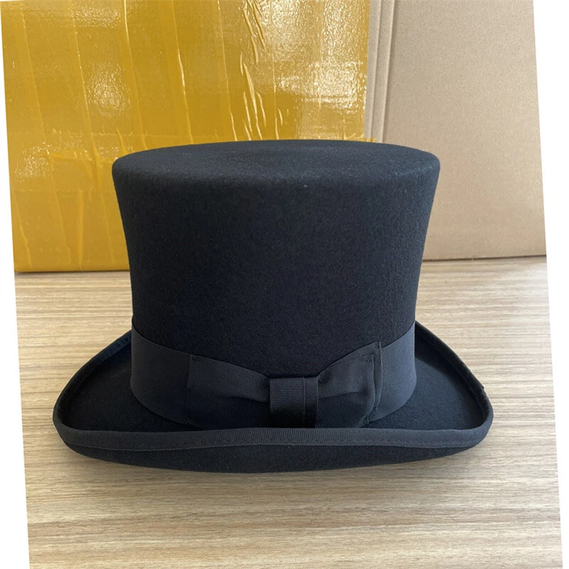 18CM Wool Top Hat Magic Hat Medieval Retro Male Hats Cosplay Custome Accessories - Image 4 of 4