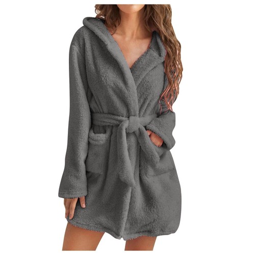 Women Ladies Luxury Long Bath Robe Dressing Gown Flannel Fleece Soft Bathrobe AU - Picture 8 of 17