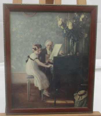 Druck  Die erste Klavierstunde  Jules Alexis Muenier   C.F. Autenrieth Stuttgart