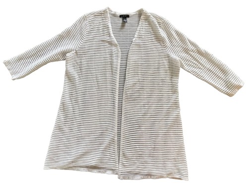 Alfani weiße transparente gestreifte offene Strickjacke Damen XL Strand Coverup Kreuzfahrt - Bild 1 von 8