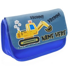 Personalised Digger Pencil Case Boys School Stationary Bag Builder Gift KSP247