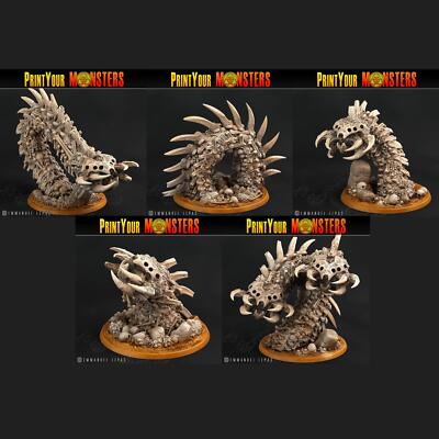 3D Printed Print Your Monsters Bones Worms Land of Bones Set 28mm - 32mm D&D