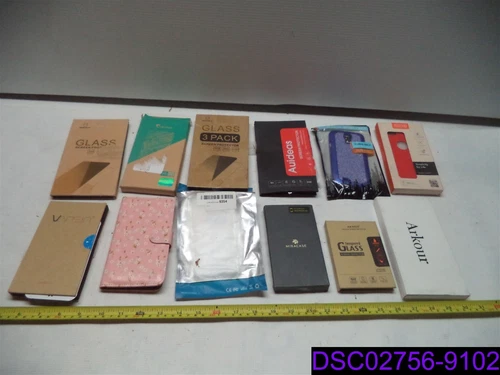 Qty = 12 : Mix Lot of Cell Phone Cases & Tempered Glass Screen Covers - product listing photo