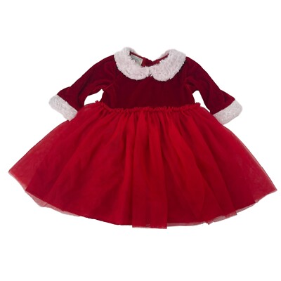 marmellata christmas dress Marmellata Christmas Dress Red Faux Fur Trim Tutu Party Baby Girl Size 18  Months