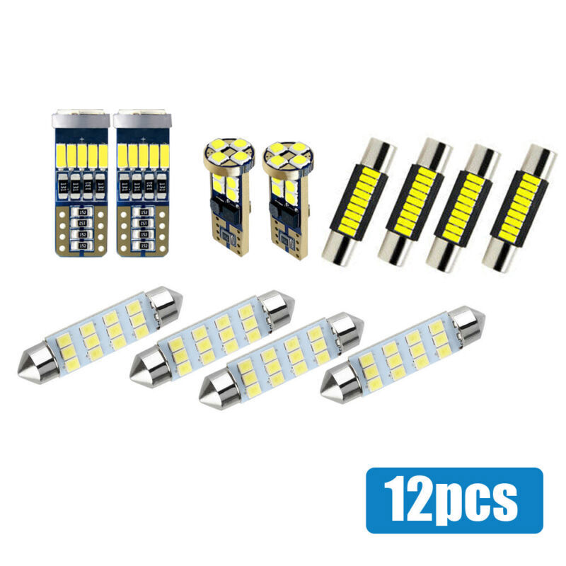 12x Car Interior LED Light Bulbs For Dome License Plate Lamp Kit