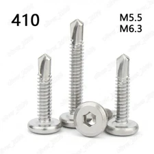 410 Stainless Steel Furniture Connector Bolts Hex FLAT HEAD Self Drilling Screws