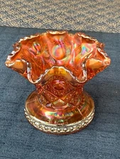 Carnival Glass Imperial Hobstar Pattern Marigold Punch Bowl Base