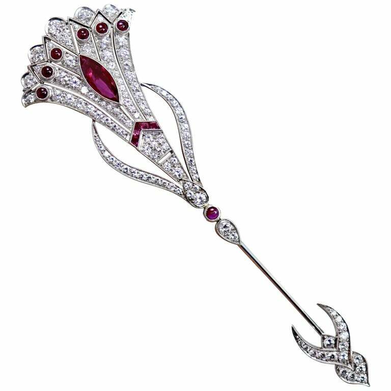 Vintage Art Deco Style 4.91TCW Ruby and Cubic Zirconia Beautifully