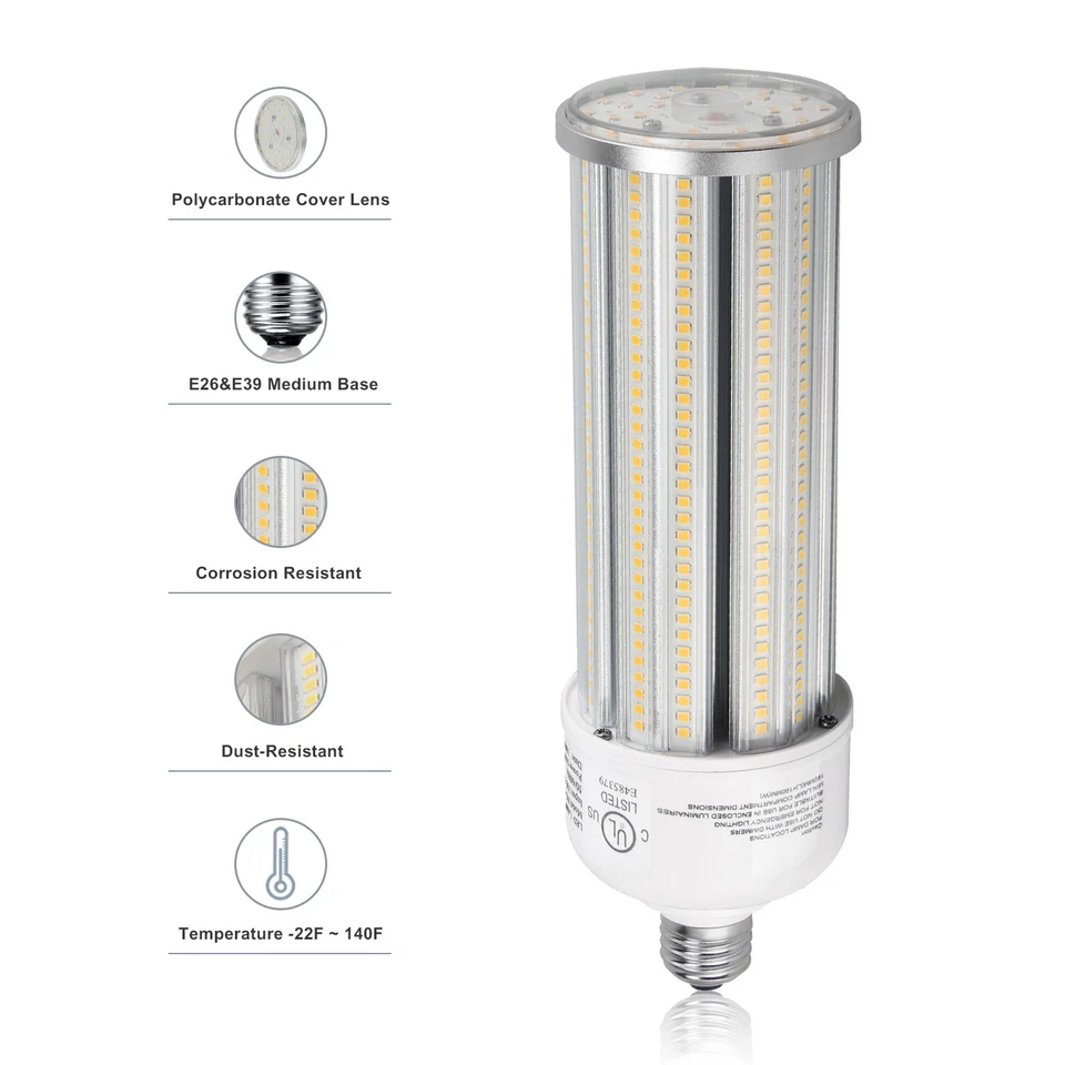 54W LED Corn Light 5000K Daylight Warehouse Basement Store E26 Medium Base Bulb  - Image 2 of 4