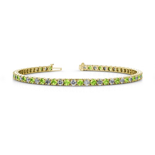 Peridot and Diamond Eternity Tennis Bracelet 5.46 ctw 14K Yellow Gold JP:122869