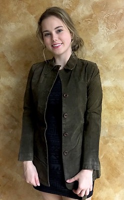 Paris Blues Outerwear Small Leather Army Green/Brown Trench Jacket