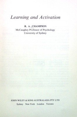 Learning and Activation. Basic Topics in Psychology series Champion, R. A.: