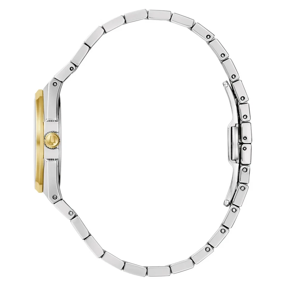 Bulova Reloj Damas Cuarzo Acero Inoxidable Dos Tonos 98L323 NUEVO CON ETIQUETAS PRECIO DE VENTA SUGERIDO POR EL FABRICANTE $395 Foto 3 de 4