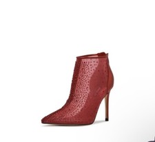 Nine West For Now P2 Red Mesh Pointed Toe Formal Dress Pumps Booties Ankle Boots