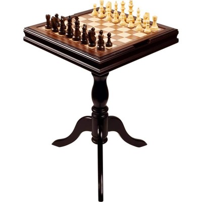 Combo Wooden Chess Board and Backgammon Portable Folding Table Strategy Game Set