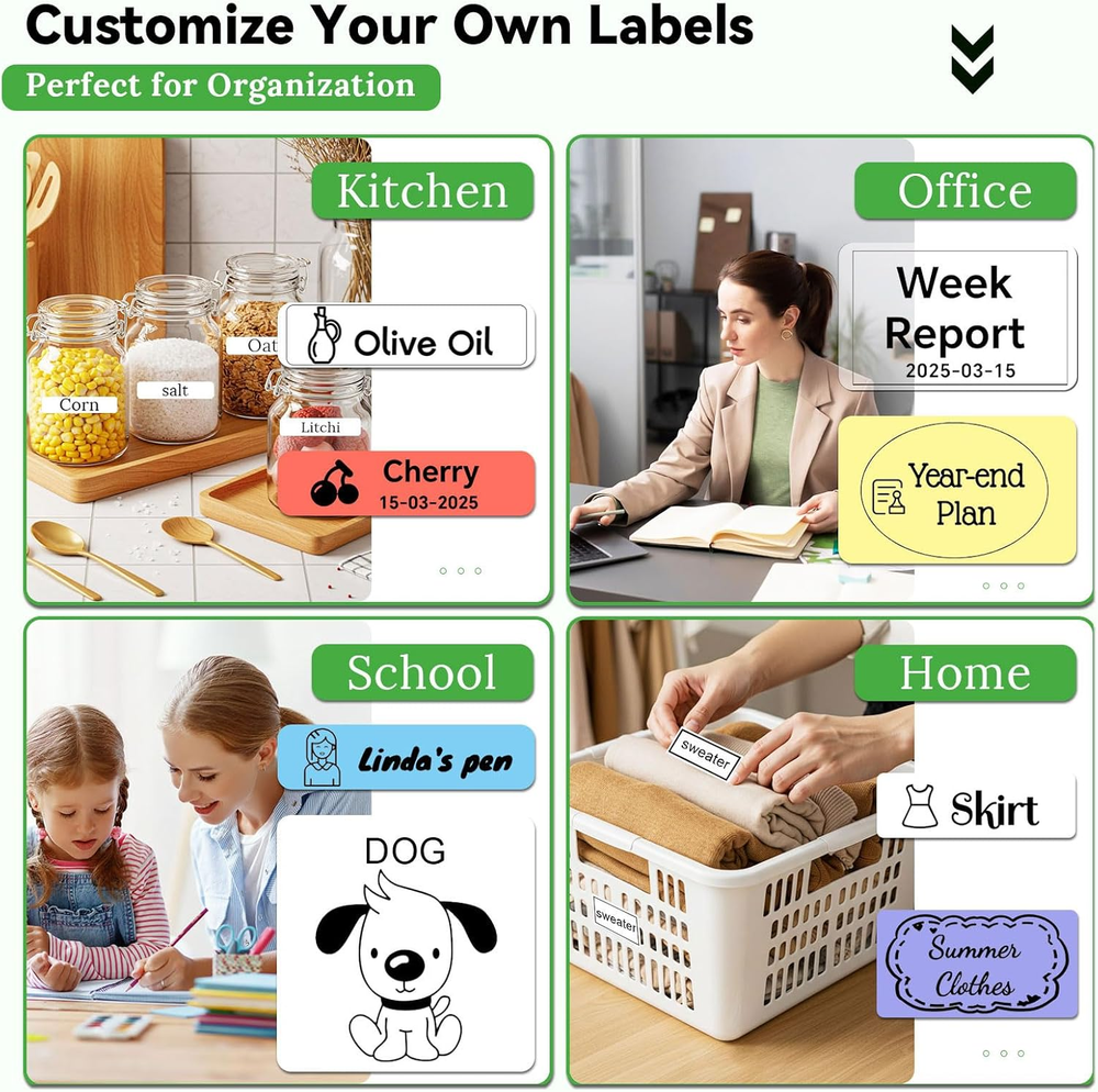 Label Maker Machine with Tape - Mini Sticker Printer Bluetooth Label Printer for