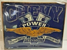 Chevy Power American Tradition Pride Tin Sign 12.5" x 16" Made in the USA