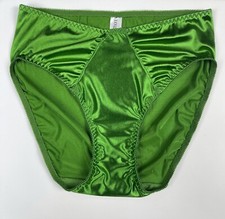Hi-Cut Satin Panty with Ruched Accents Green 2XL