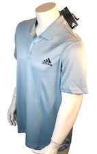 NWT ADIDAS Aeroready Size XXL Light Blue/Black Logo Regular Fit Men Polo Shirt