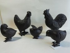 Hahn Huhn 3 Küken Auswahl Gusseisen Deko Figur Henne