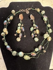 Matiere Premiere Paris Beaded Strand Necklace, Bracelet, Clip Earrings Parure