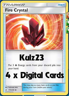 PTCGO, Digital Card Fire Crystal 173/214 for Pokemon TCG Online