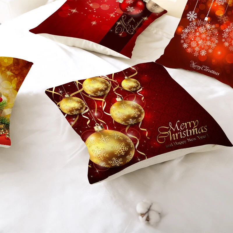 4X Christmas Pillow Case Cover Set Sofa Pillowcase Cushion Cover Home Decor - Image 3 of 4