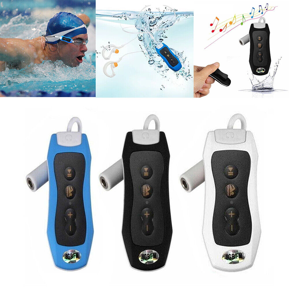 Waterproof Clip MP3 Player FM Radio 8GB Swimming Music Player with Headphones