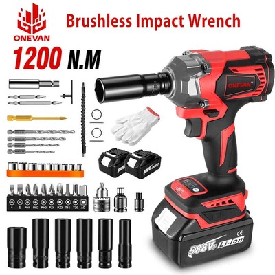 Cordless Impact Wrench 1/2'' Brushless 1200Nm High Torque Drver With Battery