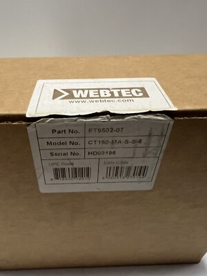 Webtec Turbine Flow Meter FT9502-07 CT150-MA-S-S-6 WEBTEC New In Open Box