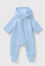 Baby Blue Quilted Pramsuit Blue For 0-3 Months Matalan