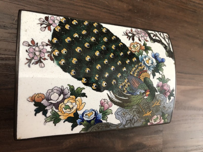 Antique Japanese Meiji Cloisonné Box Inaba C.Marked