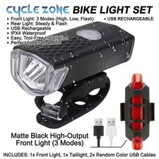 USB Rechargeable LED Bicycle Headlight Bike Front Rear Lamp Cycling NEW