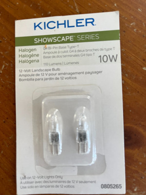 Kichler 10 Watt  G4 Base Type T Dimmable Halogen 0805265 12 V Lights {2-Pack}