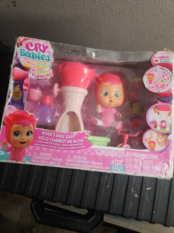 Cry Babies Magic Tears Happy Flowers Rose's Bike Cart Playset Baby Doll NEW