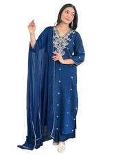 Women's Rayon Viscose Printed Straight Kurta with Pant and Dupatta