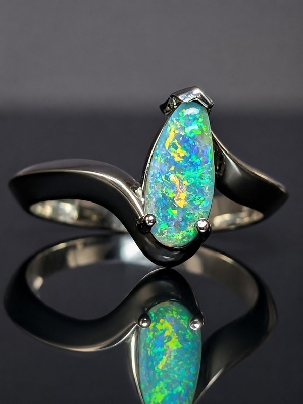 14kt Gold Australian Opal Ring Handmade In Two Tone