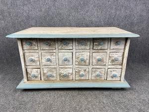 Vintage Apothecary Chest 18 Drawer Solid Wood Distressed Finish Rustic Farmhouse