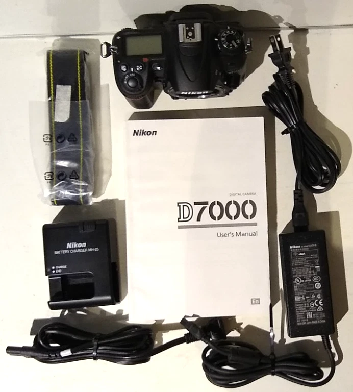 Nikon D7000 DSLR Camera Body w/ MH-25 Charger, EH-5B AC Adapter, Strap & Manual - Image 2 of 4