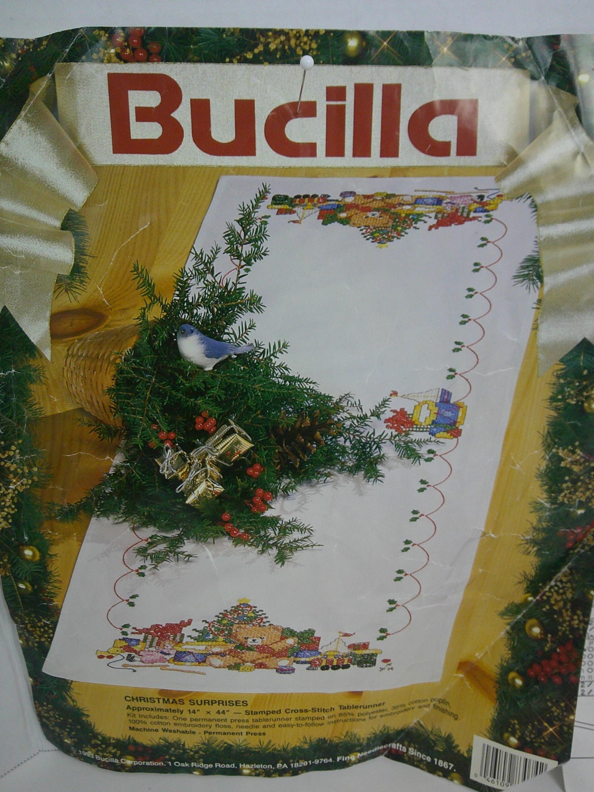 Bucilla Christmas Surprises Tablerunner Stamped Cross Stitch Kit 83074 Open
