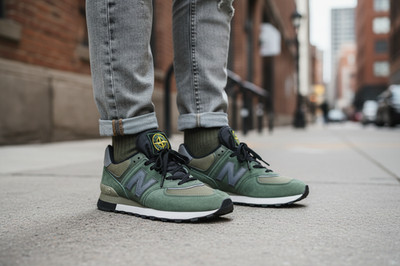 New Balance 574 x Stone Island - Olivgrün | Herren Größe 43