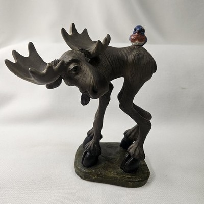 Big Sky Carvers Mickeys Guest Mooses with Blue Bird Figurine Bear Foots Baby