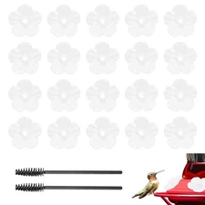 32-Pack Hummingbird Feeder Replacement Flowers, Plastic Feeder Parts [White]
