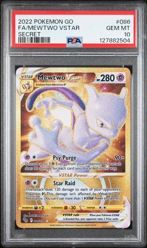 2022 POKEMON GO SECRET #086 FULL ART/MEWTWO VSTAR PSA 10