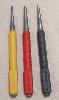 STANLEY TOOLS NEW 3 PC NAIL PUNCH SET COLOR CODED RUBBER GRIPS FREE SHIPPING