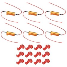 6pcs 50W 10 ohm Load Resistor Fix LED Bulb Fast Hyper Flash, Blink Error Code