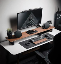 40in Walnut Wood Monitor Stand For Desk Large Monitor Stands Desktop Shelf