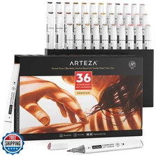 ARTEZA Alcohol Markers – Set of 36 Portrait and Skin Tone EverBle