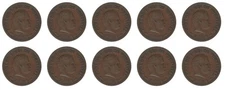 Portuguese India 1/8 Tanga, 1901-1903, KM #14, F-Fine King Charles X 10 PCS